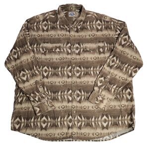 Vintage Shaver Lake Casuals Mens 2XL Corduroy Shirt 100% Cotton Corduroy Aztec